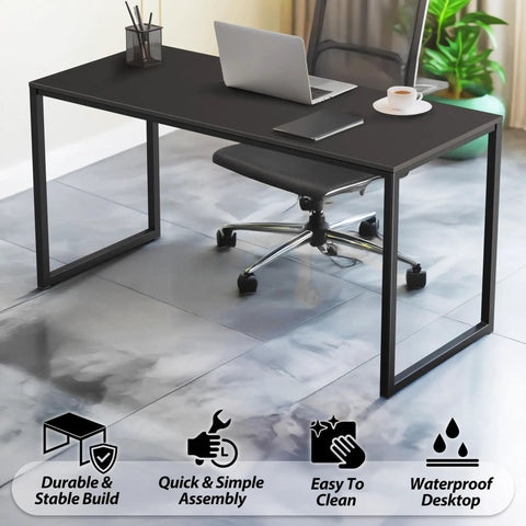 Space Saving 40 Inch Home Office Desk For Computer Setup Black Durable Powder Coated Steel Frame Ideal For Small Rooms Dorms And Home Offices Fits Laptop Monitor And Essentials With A Clean Sleek Look shown in a modern office setting