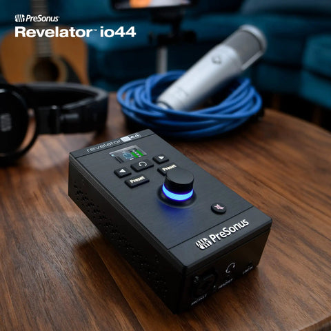 Ultra Compact USB C Audio Interface For Music Production And Streaming With Built In Mixer Dope Effects Presets And Studio One DAW Compatibility For PC And Mac Ready To Capture Any Track on a wooden table