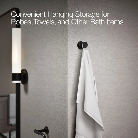 Matte black bathroom hook with white towel for sleek storage, fitting Purist 24 Inch Double Towel Bar In Matte Black With Solid Brass Construction And Corrosion Resistant Finish For A Sleek Modern Minimalist Bath Upgrade Coordinates With Purist Collection.