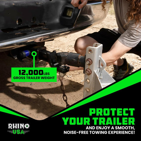 Person attaching 2 Inch Trailer Hitch Pin With Patented Locking Receiver to vehicle's Class III and IV hitches.