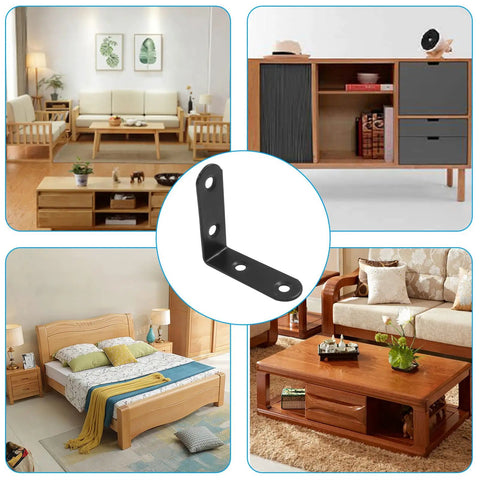 Heavy Duty 10 Pack L Brackets For Furniture Assembly Right Angle Corner Supports 2X2 Inch Black Coated Steel used in modern living room furniture.