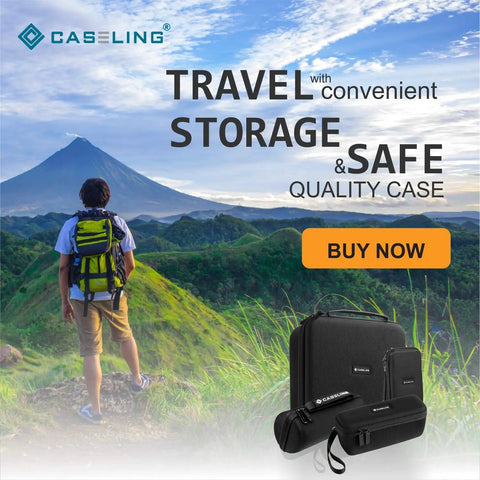 Howard Leight Impact Sport Earmuffs Hard Case EVA Protective Travel Storage shown with scenic mountain backdrop.