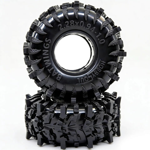 Batwing Tread 58mm 1.0 Inch RC Crawler Tires 4 Pack For TRX4M SCX24 AX24 Ultra Soft Sticky Rubber For Mud Dirt And Wet Rocks