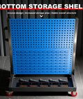 Heavy Duty 2 Tier Mobile Steel Workshop Shelving Unit With Wheels And Handle For Tools And Hardware Storage in garage or shop