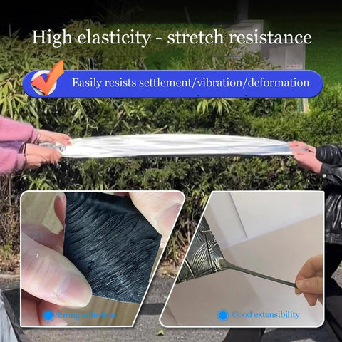 Heavy Duty Self Adhesive Roof Tape And Bitumen Waterproof Membrane With Thick Aluminum Foil Backing To Knock Out Leaks Quick On Asphalt Shingles Windows And Siding Today being demonstrated for stretch resistance.