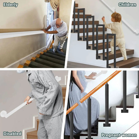 Upgraded Adjustable Iron Railing Kit For Serious Home Security Slick Design With No Sweat Installation Rock Solid Guardrail for diverse users on stairs.