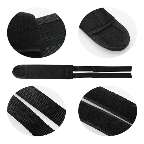 Close-up of four pack adjustable bicycle pedal straps for kids and adults, durable nylon foot straps for bike pedals.