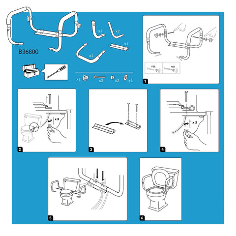 Installation guide for Toilet Safety Frame With Adjustable Width One Size Fits Most Toilets 16 To 18 Inches