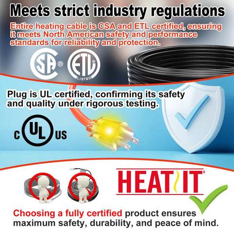 HEATIT heating cable coil for water pipes, 6 ft, 7 W/ft, 120V; CSA/ETL/UL certified.