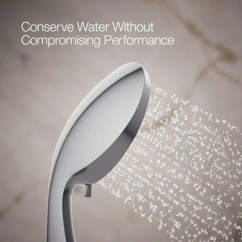 Forté Four-Function Handshower With Nonpositive Shutoff, 3 Spray Modes, high-pressure chrome finish, water spray flow
