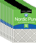 MERV 13 Pleated Air Filter With Carbon Odor Control, 16x16x1 Actual Size 15.75 X 15.75 X 0.75, 12 Pack For Home HVAC Setup