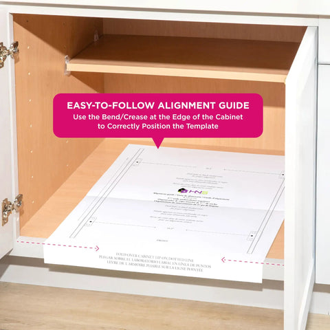 Guide for aligning Heavy Duty Pull Out Cabinet Organizer Slide Out Pantry Shelf template inside a cabinet.
