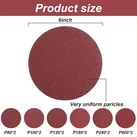 Woodworking Sanding Belts and Discs Set for Bench Sander DIY Friendly with 6 Inch Self Adhesive No Hole Alumina Discs