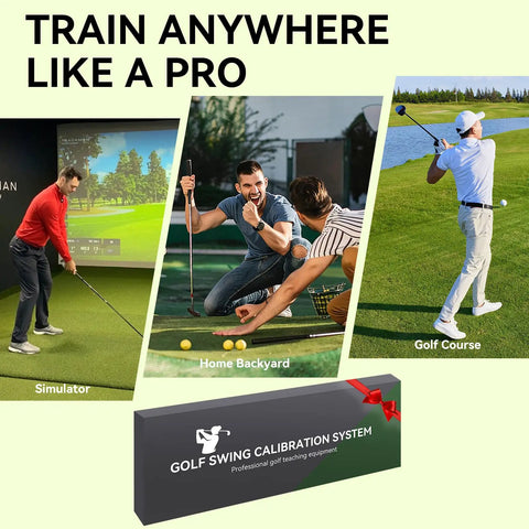 Adjustable Golf Alignment Stick Holder With 48 Inch Collapsible Alignment Sticks showcased in diverse practice settings