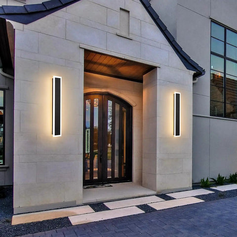 Dope Modern Outdoor Wall Light 23.6 Inch Sconce, 12W 3000K Warm Frosted White Acrylic Exterior Fixture on modern home facade
