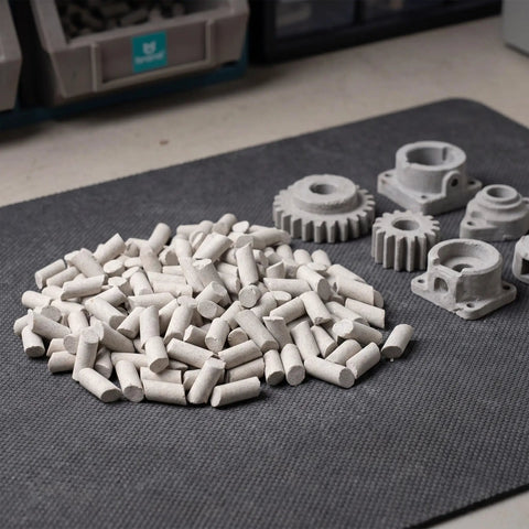 Cylinder Tumble Media For Silicon Carbide Polishing Pellets 440g Keeps Size Tight And Self Loss Low Works With Vibratory Bowls And Tumbler Grinders Ideal DIY Jewelry Making Metal Finishing Abrasive Pellets, white cylinder pellets on mat