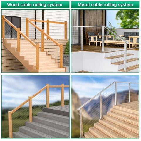 Beefy 60 Pack One Eighth Inch Cable Railing Hardware Kit with hand swage threaded stud tensioner for wood and metal posts.