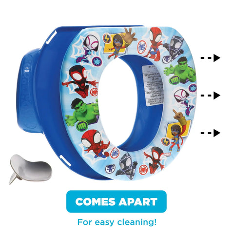 Ultra Comfy Toddler Potty Training Seat With Rock Solid Side Handles And Dead Simple Rinse Off Design Made In Usa, colorful and removable splash guard.