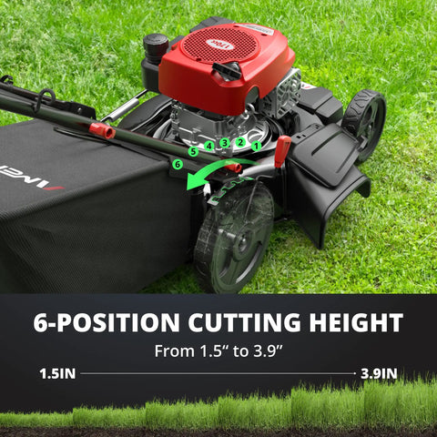Powerful 21 Inch Self Propelled Gas Lawn Mower For Large Yards Mows Like A Pro With 170cc 4 Stroke Engine 6 Position Adjustable Cutting Height