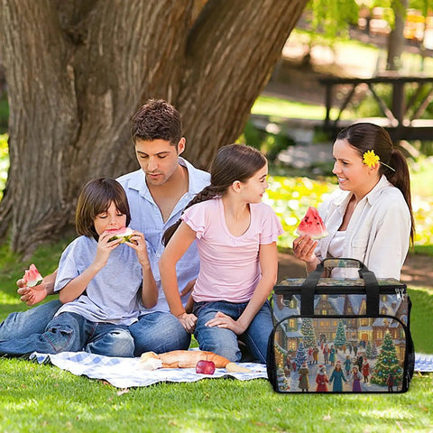 Family picnic with Insulated Picnic Backpack Tote Bag 30L Large Capacity Go To Cooler For Beach Camping And BBQ Keeps Food Fresh