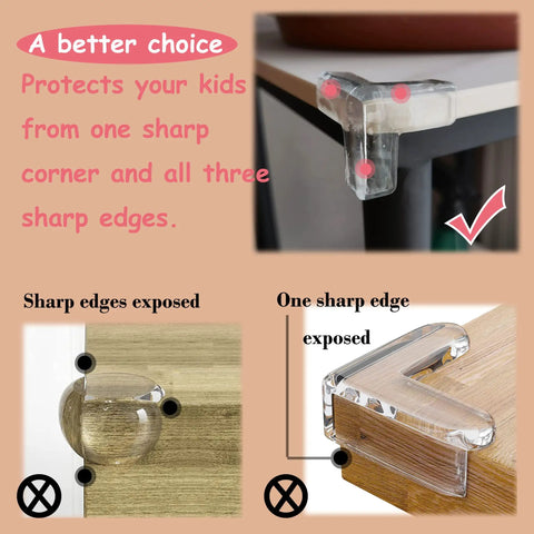 12 Pack Large Silicone Table Corner Protectors For Baby Proofing, T Shaped Edge Guards With Strong Adhesive on furniture edges.