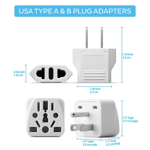 Must Have Lifesaver Universal Travel Adapter And Converter For US Outlets Type A And B Worldwide Plug Adapter dimensions