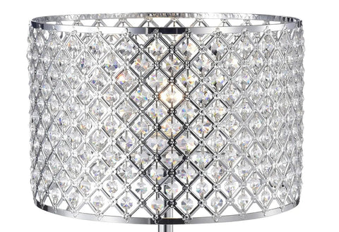 Close-up of Crystal Edge Shade Chrome Table Lamp With Sparkling Crystal Accents ETL Listed Blingy Glam Lighting shade detail