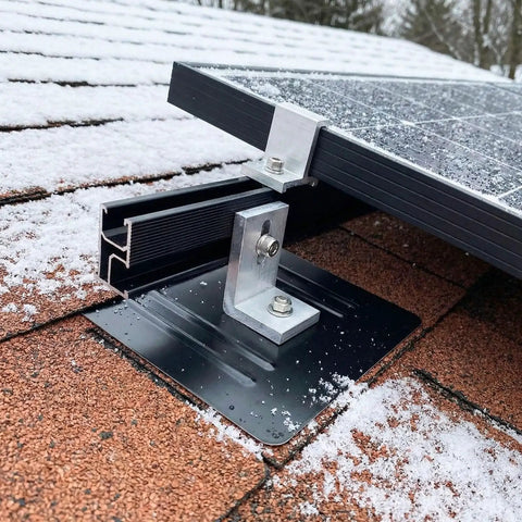 16 Pack Aluminum L Bracket Solar Racking Kit with Flashing for Roof Mounting on Asphalt Shingle and Composite Roofs, Waterproof