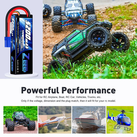 Hard Case 2S 5200mAh 7.4V 50C Lipo Battery With EC5 Plug for RC cars on track with vehicles like trucks and planes