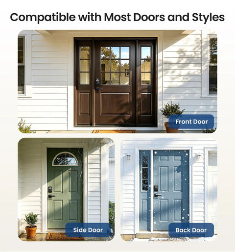 Heavy Duty Keyless Entry Deadbolt Lock Paired With Smooth Lever Handle Set In Matte Black Touchscreen Security Keypad For Front Door on multiple door styles.