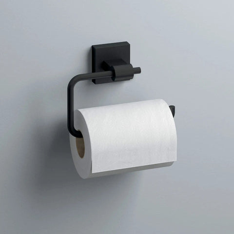 European Style Matte Black Wall Mount Single Post Toilet Paper Holder With Corrosion-Resistant Finish, No Fuss Roll On Off Design