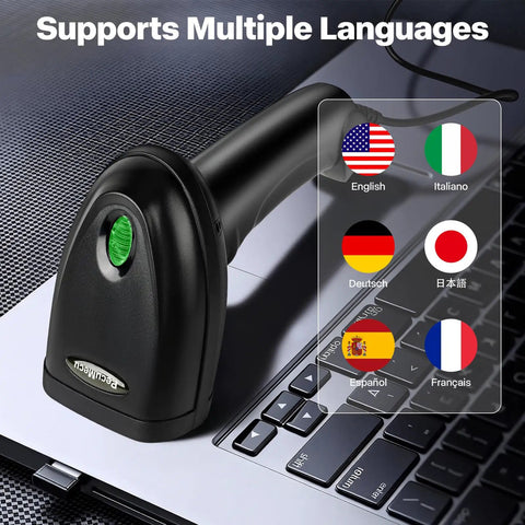 Handheld 1D 2D USB Barcode Scanner With Long Cable For POS And Mobile Payments Reads QR Codes PDF417 And Data Matrix