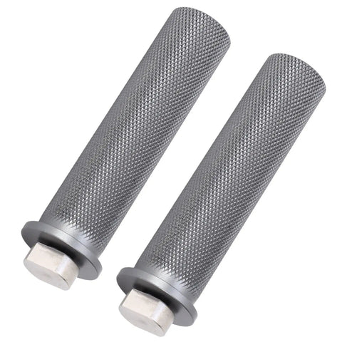 Super Solid 20mm Aluminum Alloy Bench Dogs Fast Clamp Table Stops Fit T Slots Perfect For Woodworking Projects And Heavy Duty Shop Work, close-up view of two silver textured bench dogs.