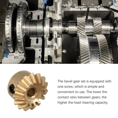 Tapered Bevel Gear For RC Car Part, 0.8 Module, 15 Teeth, 3 mm Inner Diameter, Pack Of 6, shown in machinery setup.