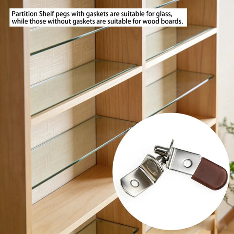 Rock Solid Heavy Duty Metal Shelf Pegs Rust Proof Support Pins For Wood Shelving Smooth Burr Free Coating Durable 30 Piece Pack, detailed view of shelf pegs with gaskets.