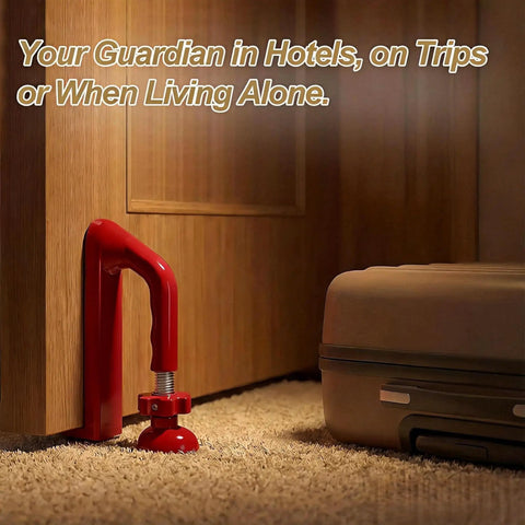 Portable Door Stopper For Inward Swinging Doors No Drill Installation Grab And Go Travel Security Brace For Hotels And Apartments Red
