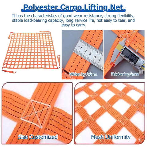 Beefy Heavy Duty Cargo Lifting Net For Ports And Construction Sites, Polyester Bungee Style Cargo Netting, mesh detail