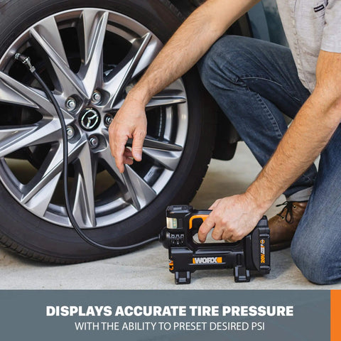 Cordless Tire Inflator With Digital Gauge On The Go Portable Air Pump Up To 150 PSI Auto Shut Off 20V Battery Powered For Cars