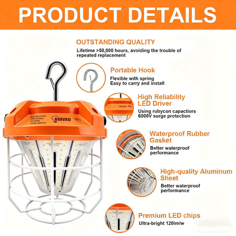 Boss Level 100W LED Work Light Pumping Out 15000 Lumens Straight Fire Illumination with portable hook and waterproof features.