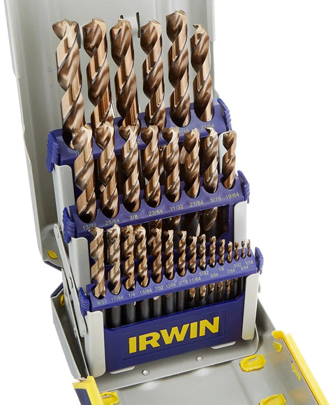 TurboMax Fractional Metal Drill Bit Set 29-Piece on display in open case, showing assorted bit sizes for fast drilling in tough metals.