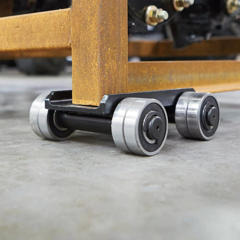 Heavy Duty Machinery Skates Loaded With Eight Knockout Steel Wheels And Three Thousand Three Hundred Pound Pulling Power on concrete