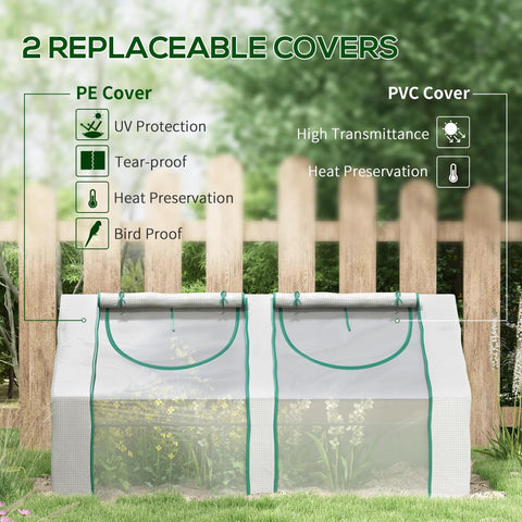 Portable Greenhouse Shelter 6 Foot By 3 Foot By 3 Foot With Dual PE Covers in garden with features highlighted