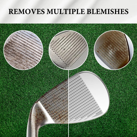 Golf Club Polish And Cleaner Kit Three In One Rust Scuff And Stain Remover For Aluminum Metal Zinc And Steel Restores Shine And Smooth Feel To Your Clubs For A Deep Clean That Brings Back Factory Gloss And Gives Your Clubs A Serious Shine On The Range Or. metal golf club face cleaned of rust and stains on grass
