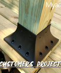Nominal 4x4 Post Base Cover with Skirt Flange and Stainless Steel Screws for Deck Porch Railing Support Black Fits 3.5x3.5 Posts