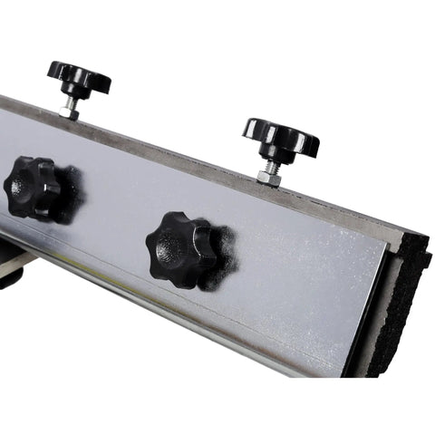 Adjustment gauge detail of Shop Grade Cast Iron Knife And Cutter Grinder featuring knobs for precise angle settings.
