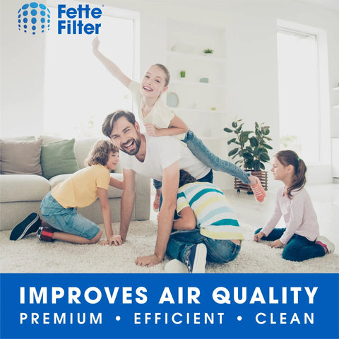 Family playing in living room, highlighting Pro Grade H13 True HEPA Replacement Filter Duo Pack For RENPHO Air Purifiers RP-AP001 RP-AP001S RP-AP002 Easy Install Keeps Your Air Fresh And Clean Long Lasting Filtration Two Sets Included