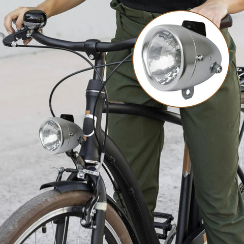 Retro Style Bicycle Light Kit With 12V 6W Generator headlight mounted on black bike handlebar