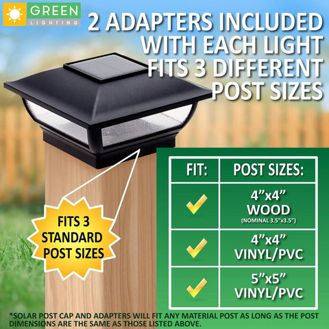 Solar Post Cap Lights For 4x4 Posts, Outdoor Waterproof Deck And Fence Lighting, Black, 6 Inch Cap Lights, Fits Wood Posts 4x4, Not For Vinyl, 8 Pack, Easy Install visible
