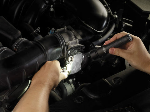 Using Strion 375-Lumen Compact Rechargeable Flashlight Without Charger With High Brightness in a car engine bay
