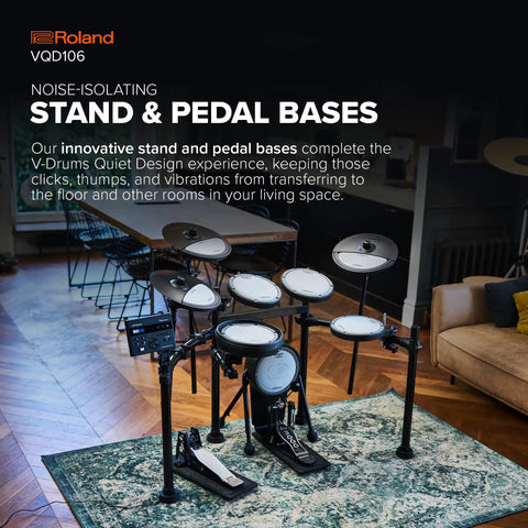 Ultra Quiet 5 Piece Electronic Drum Kit For Home Practice With 75 Percent Noise Reduction Includes Quiet Pads Pedal Base